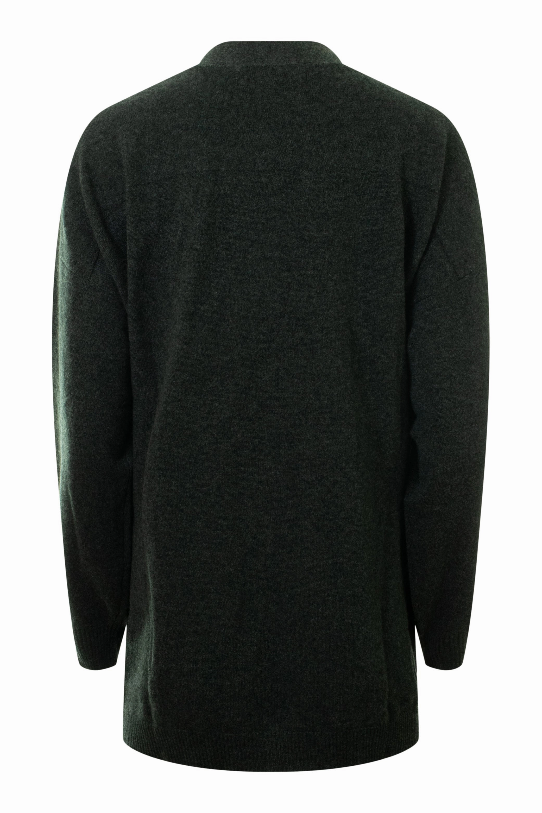 Repeat Cashmere Oversized Fine Knit V-Neck Cardigan in Charcoal Eco Certified Fabrications Winter Comfort Layer
