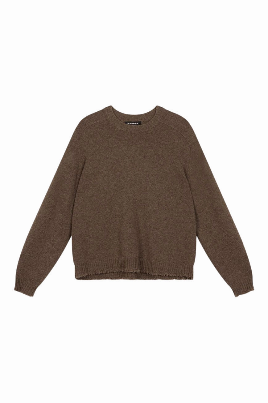 Repeat Cashmere Relaxed Fit Crewneck Sweater in Cacao Comfy Layers Knitted Layering