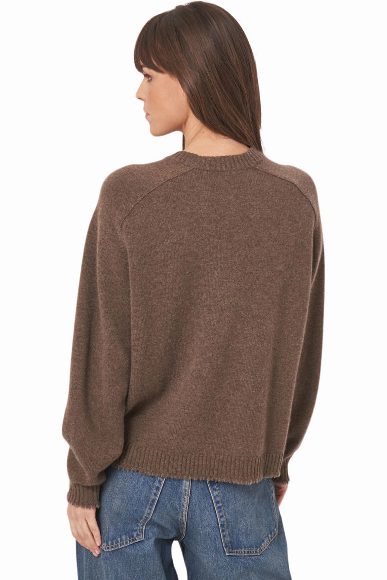 Repeat Cashmere Relaxed Fit Crewneck Sweater in Cacao Sustainable Production Certified