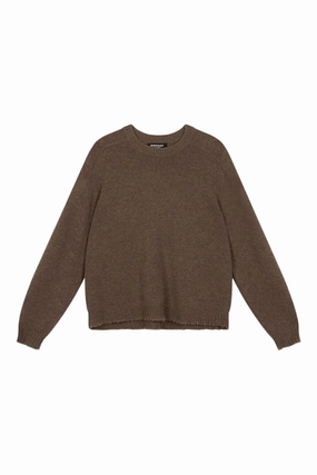 Repeat Cashmere Relaxed Fit Crewneck Sweater in Cacao Comfy Layers Knitted Layering