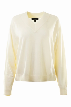 Repeat Cashmere Wool V-neck Sweater in Cream Soft & Cozy