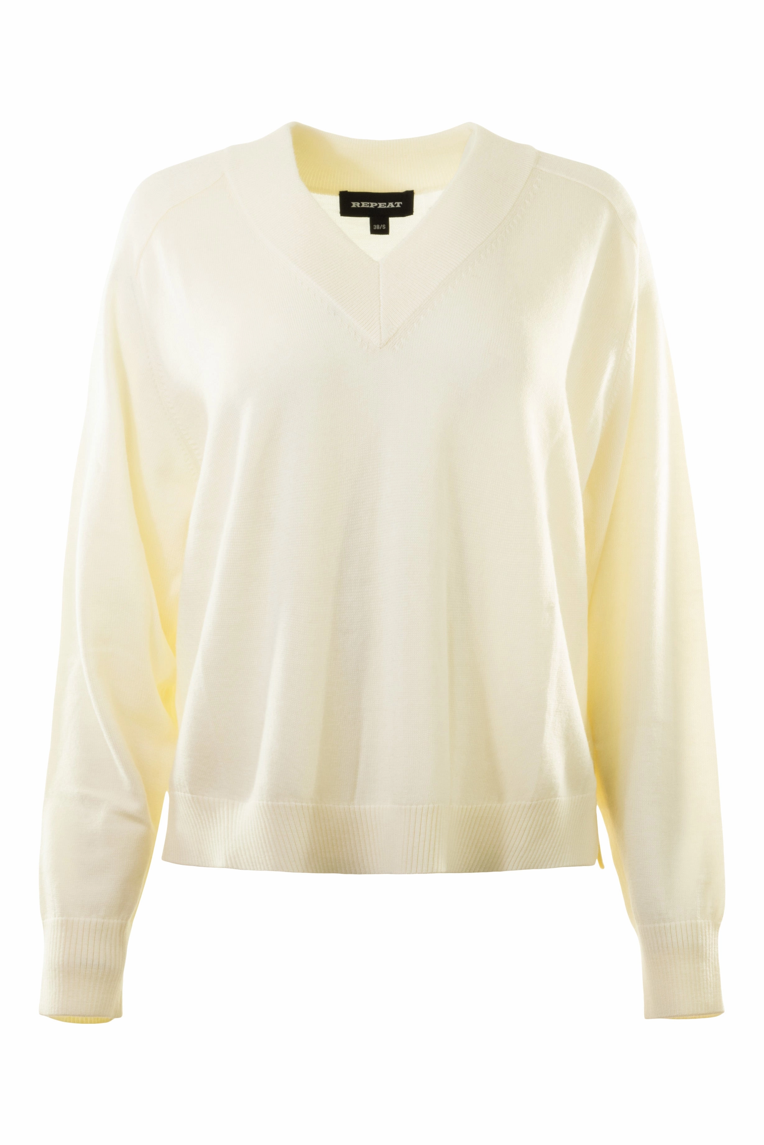 Repeat Cashmere Wool V-neck Sweater in Cream Soft & Cozy