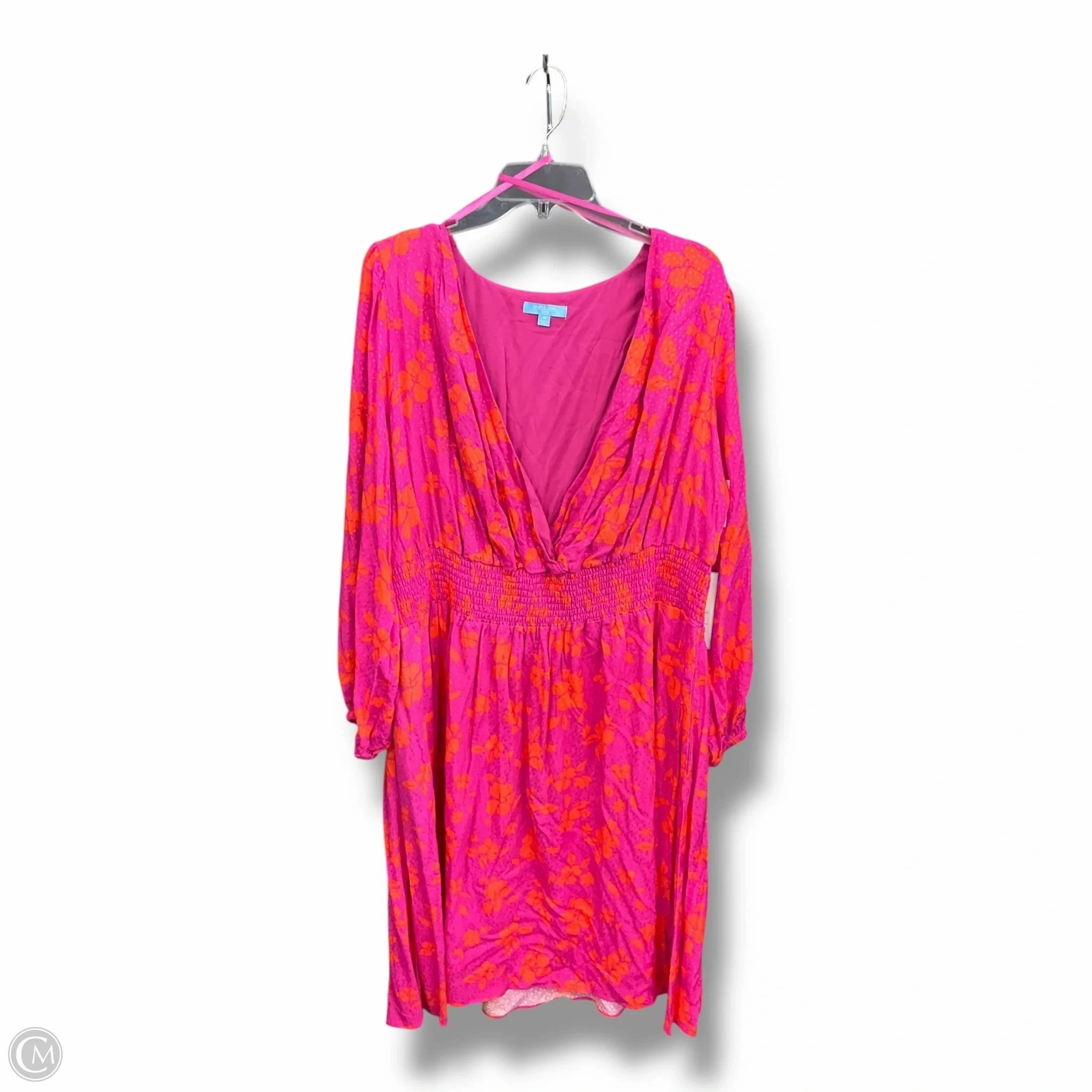Dress Casual Midi By Draper James In Orange & Pink, Size: 1x Easy Fit