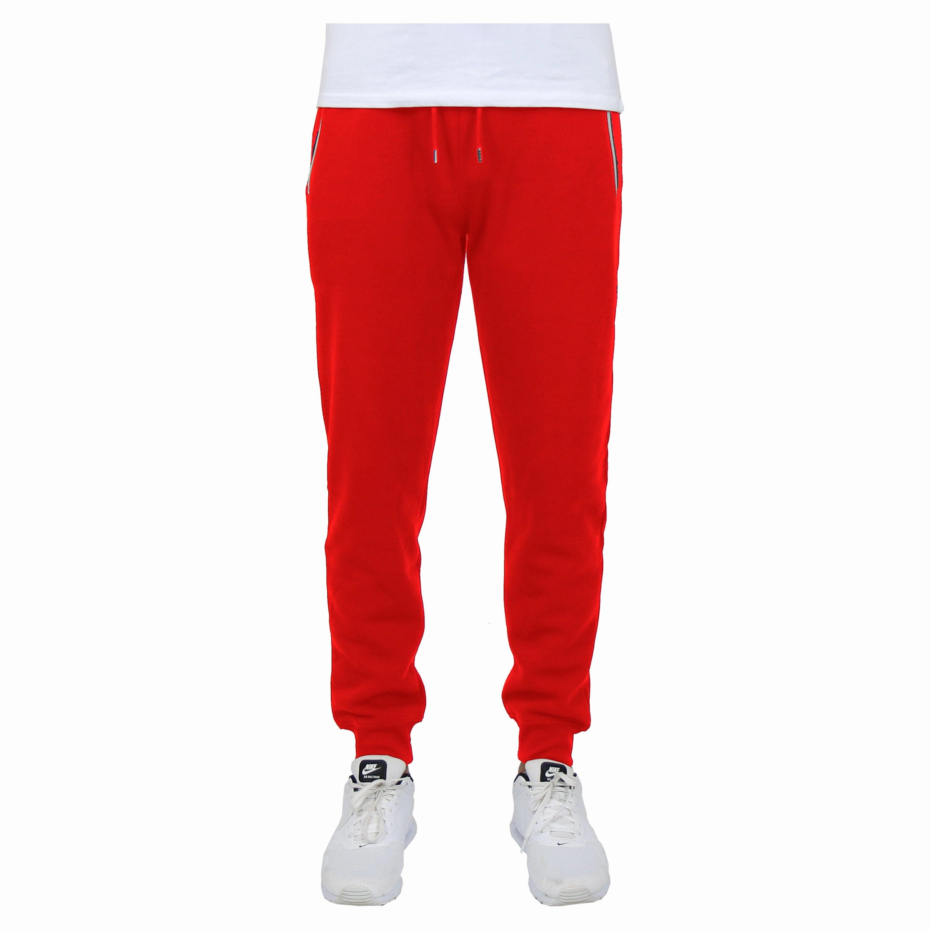 Men's Fleece Joggers with Contrast Zippers Water Resistant Structured Hemline