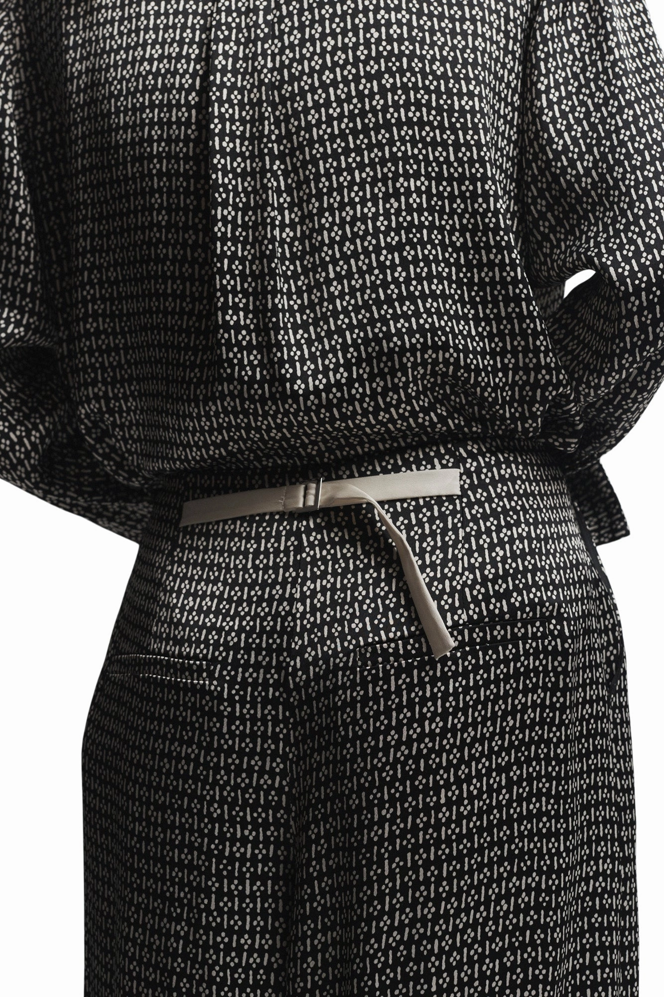 Saint Art Ellis Printed Trousers in Black Breezy Style Neutral Flow