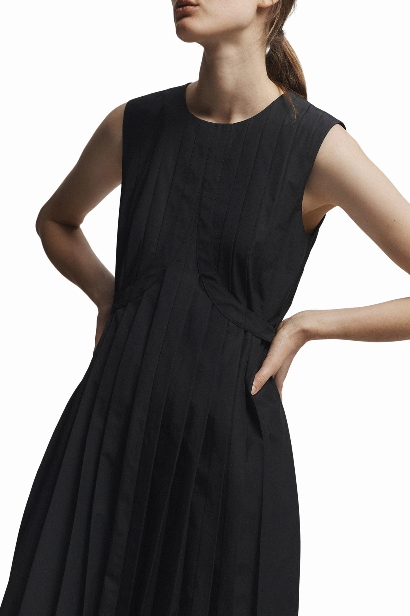 Saint Art Judson Pleated Maxi Dress in Black Layer Safe Removable-Straps