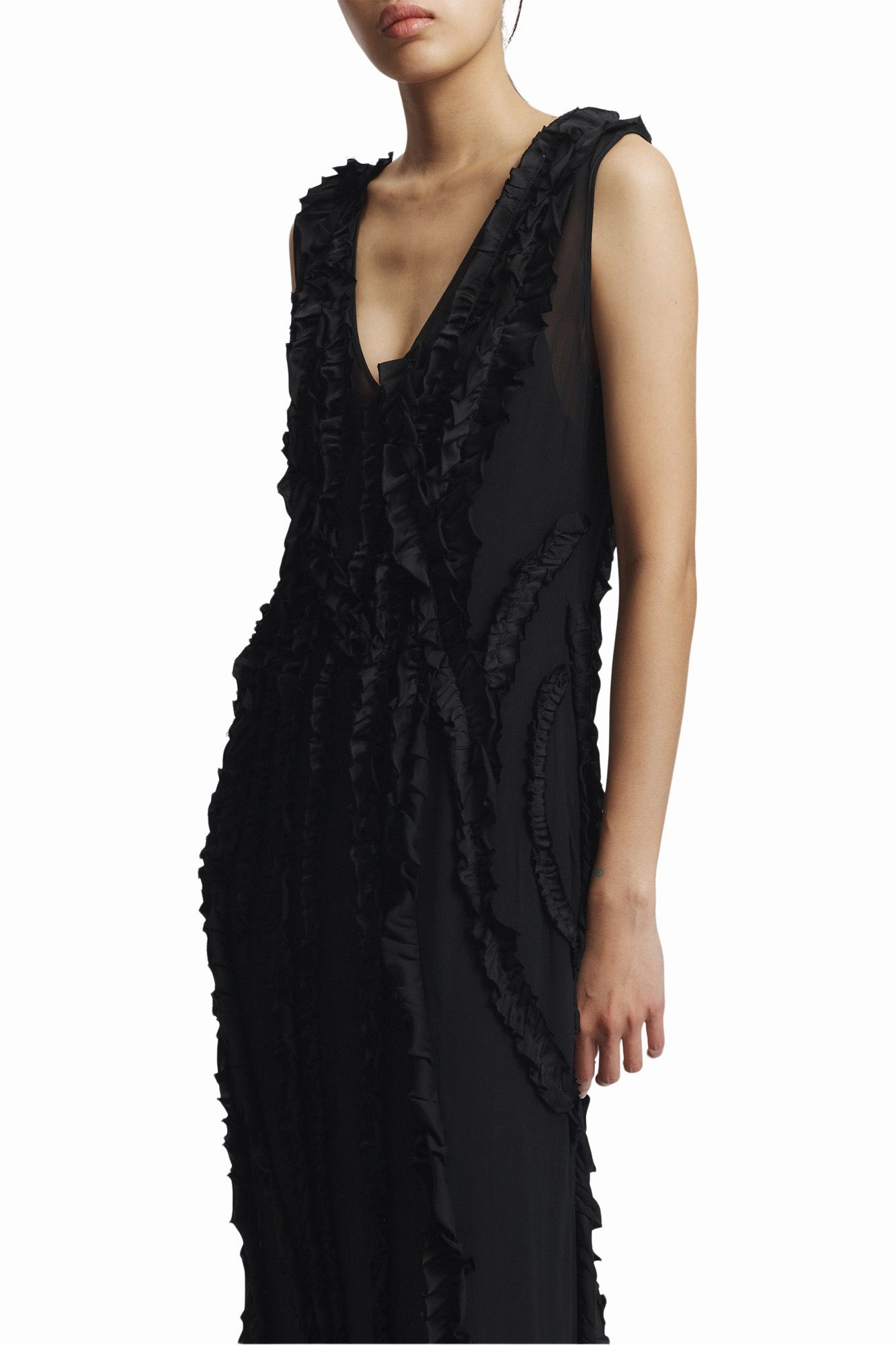 Special-Occasion Layered Wear Saint Art Renata Shift Dress in Black