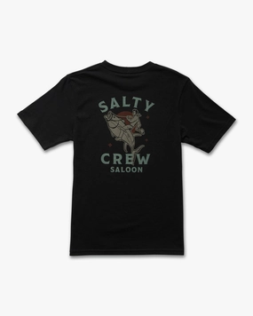 Saloon  S/S Tee Kids - Black PreShrunkFabric FourWay Stretch