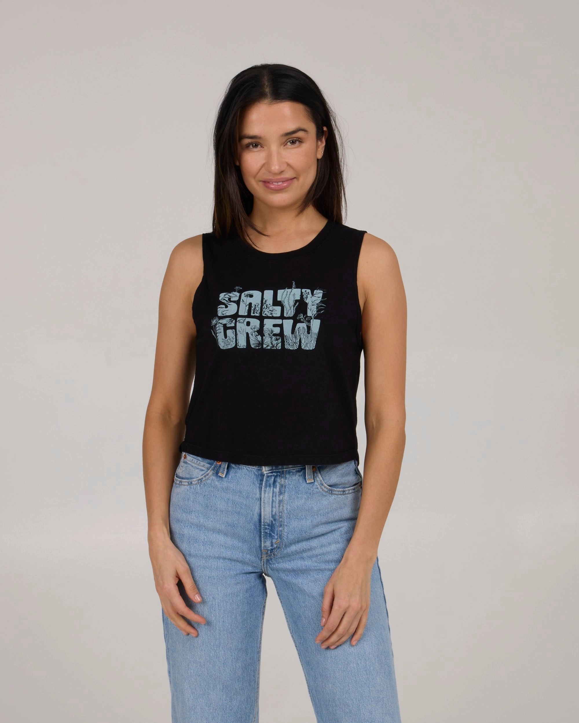 Aesthetic - pleasing Sea Life Cropped Tank - Black