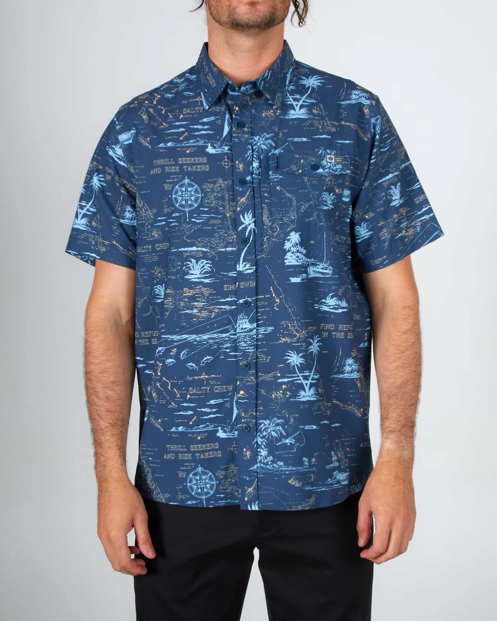 Contemporary Style Seafarer S/S Tech Woven - Navy