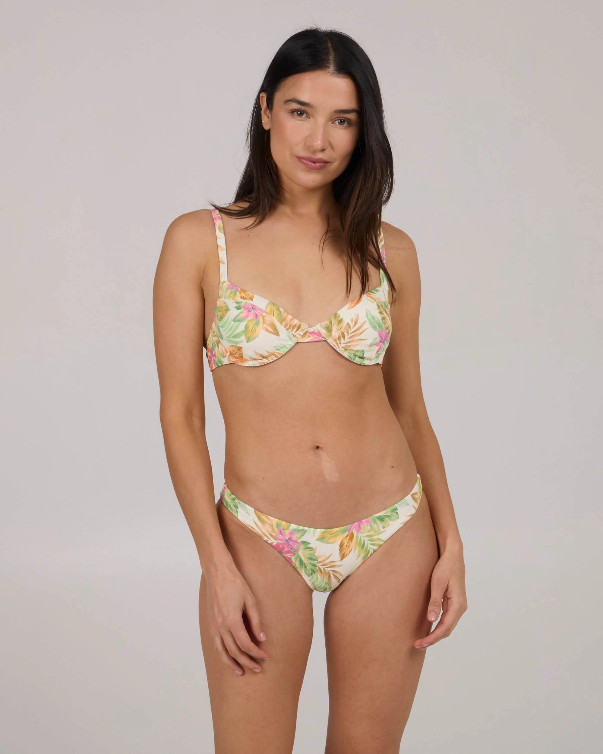 North Shore Balcony  Top - Off White Button-Accents Moderate Coverage Cut