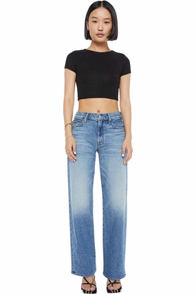 Couple Look Elegant Summer Vibes Comfy Option MOTHER Denim Lil' Mid-Rise Tunnel Vision Sneak Jeans in I'm a Winner