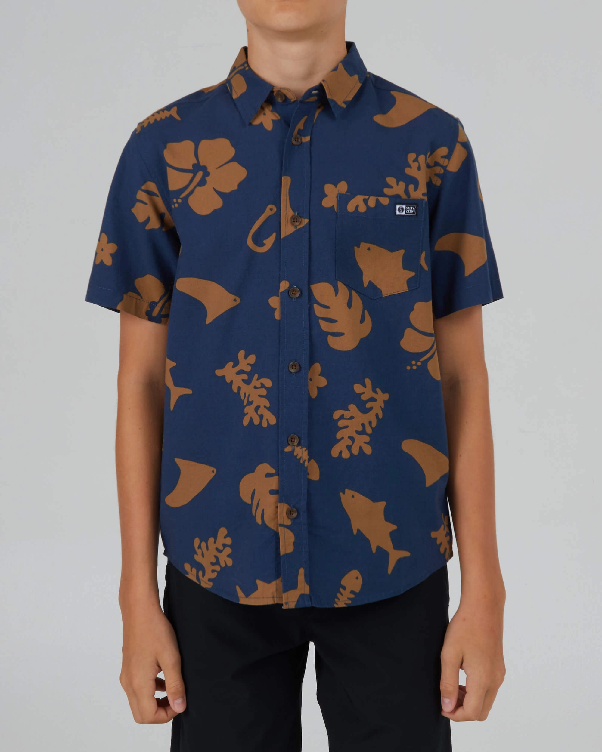 Seaside  S/S Woven Kids - Navy Multi Layer Stitching Weekend Wear