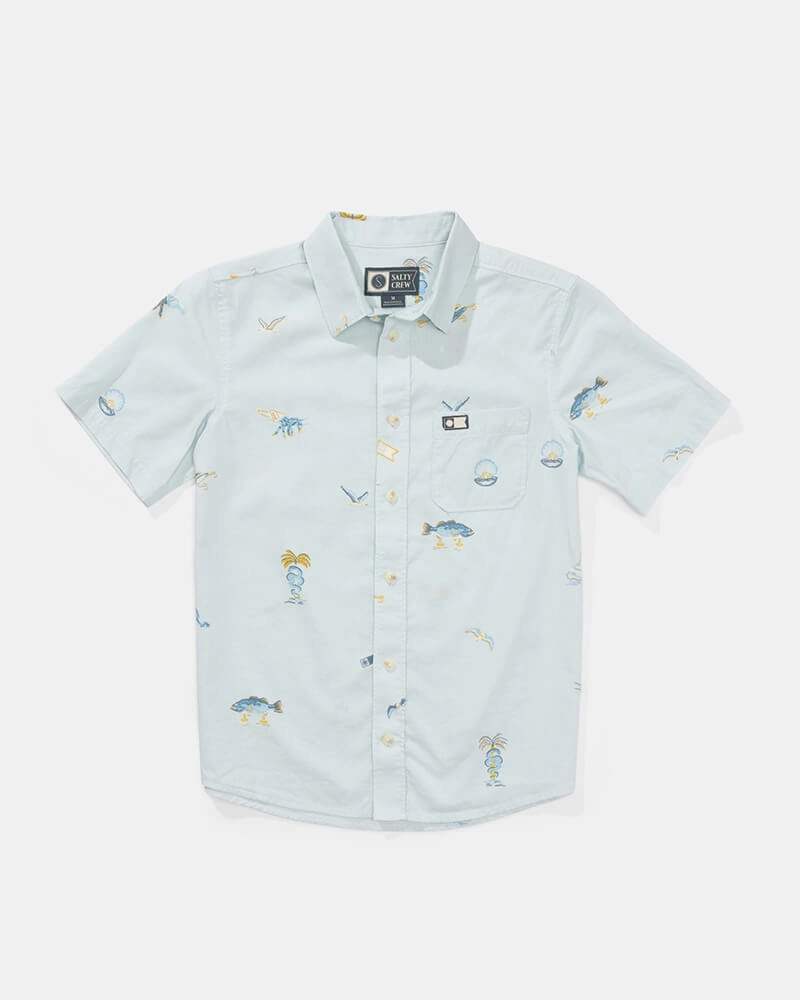 Session  Button Up Kids - Light Blue Asymmetrical Cut Traveler??s Choice