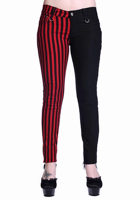 The Damage [Half Black/ Half Red Striped] | SKINNY JEANS* Non Slip Waist Grip