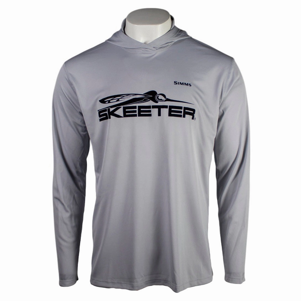 Stretchy Comfort Fit High Neck Collar Skeeter Simms Sterling/Bass Artist Lake Series Tech Hoody