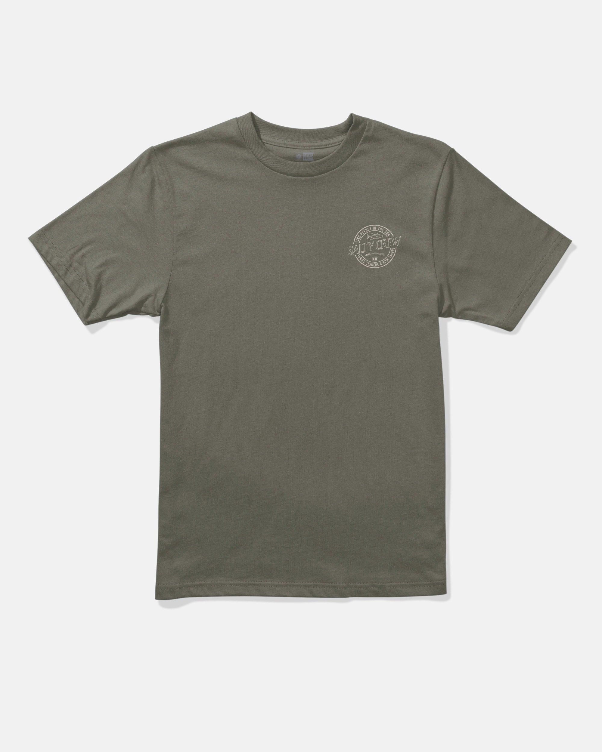 Skewed  S/S  Tee Kids - Dusty Olive ReinforcedStitching Tagless Neckline