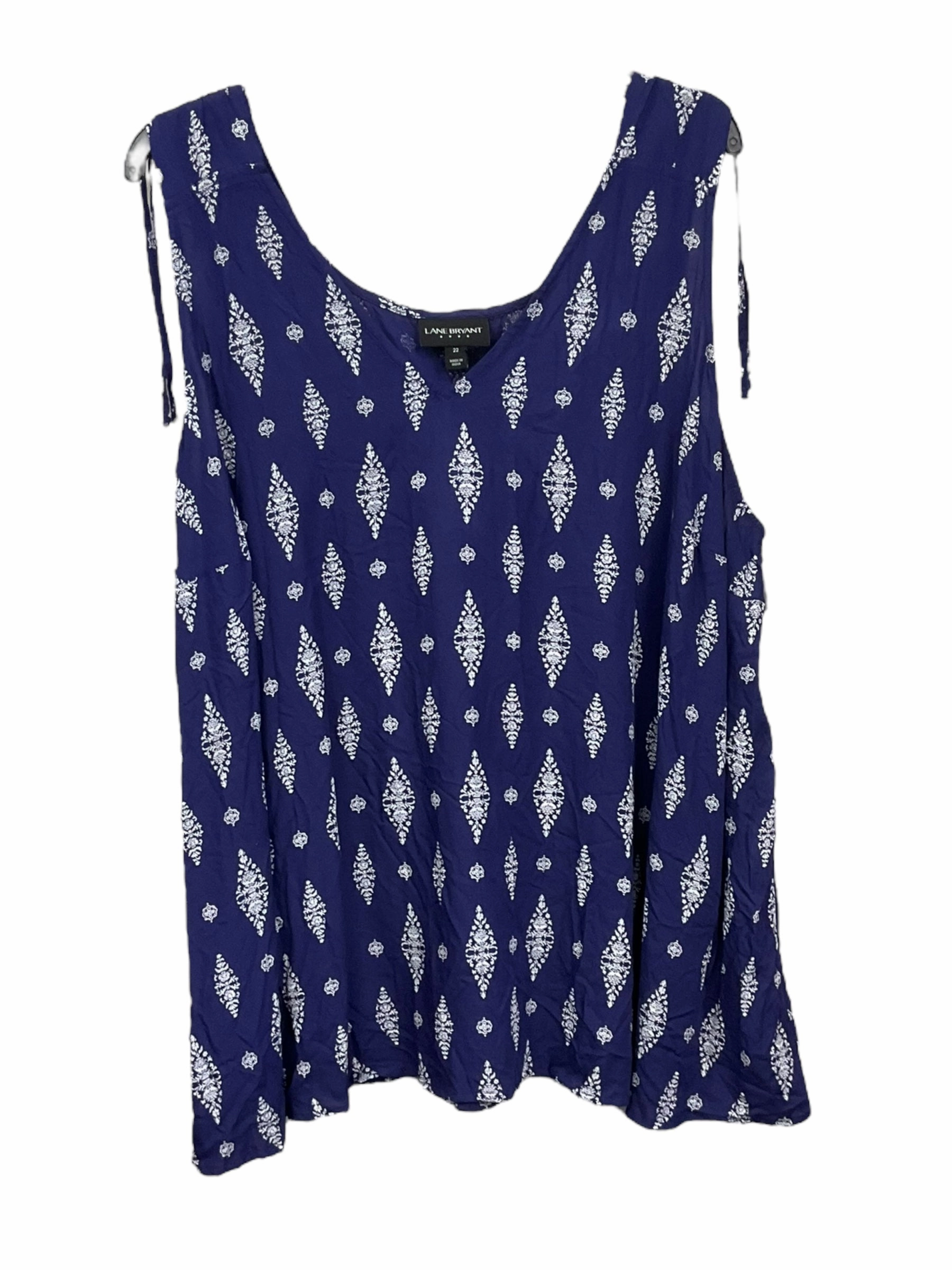 Blue & White Top Sleeveless Lane Bryant, Size 3x AntibacterialFinish Flash Core