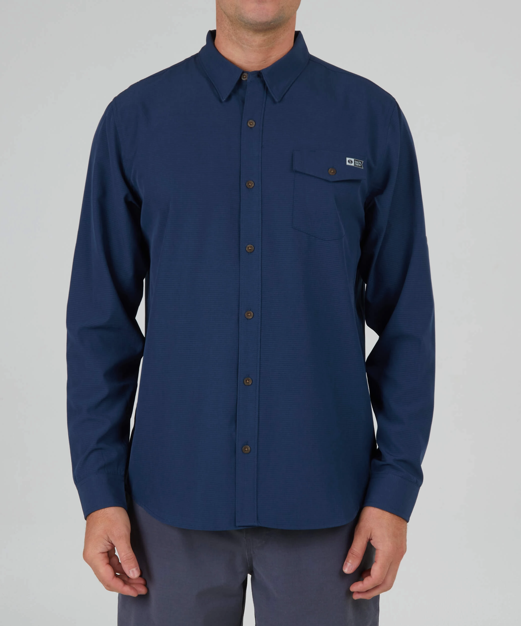 Skipper Perf Ls Tech Woven - Navy Bold Statement