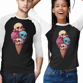 Chic Wearable Reinforced Hems Skull Ice Cream