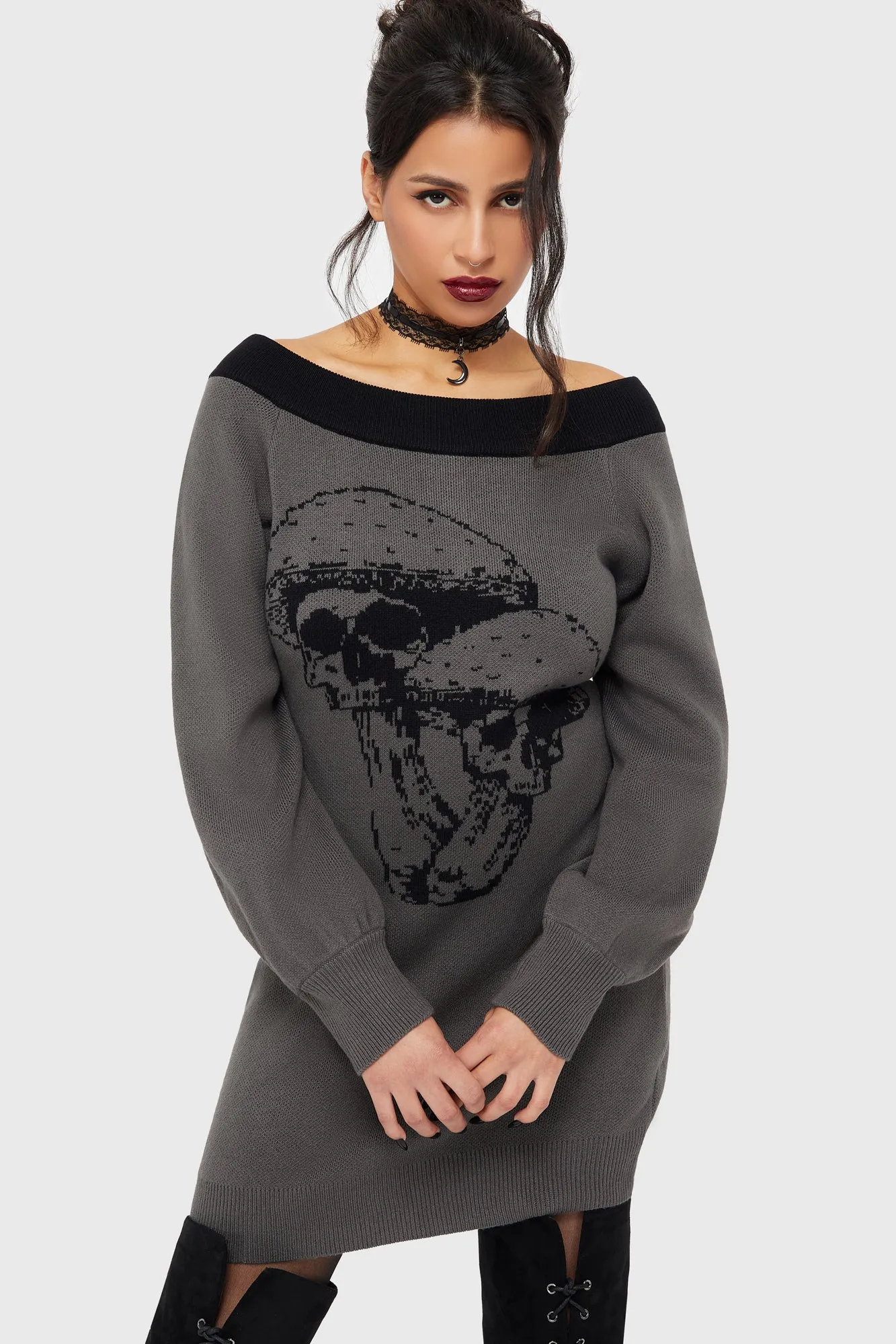 BoxyCrop Skullcap Sweater Dress
