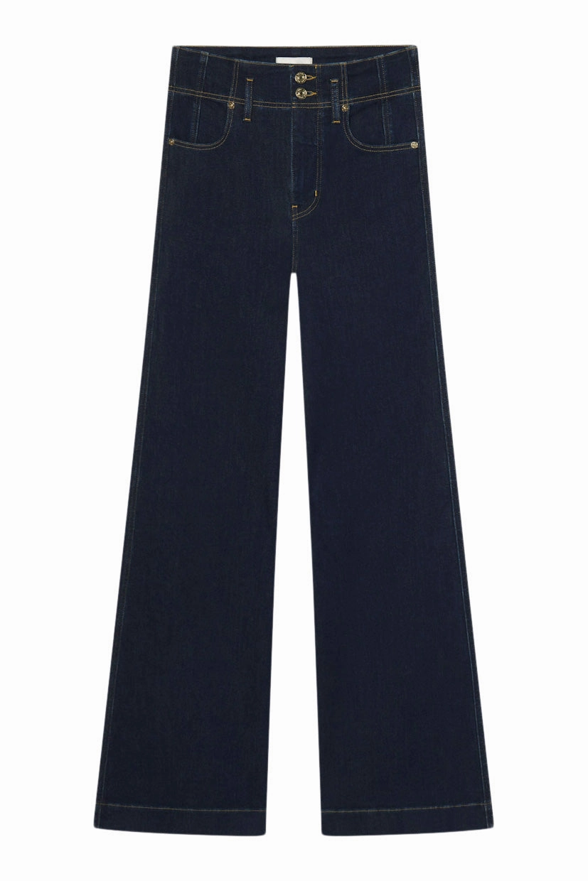 General Option Frame Denim The Seamed Wide Trouser in Rinse
