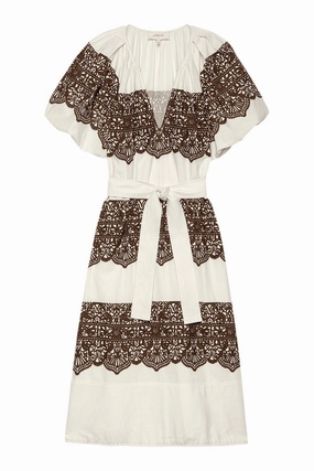 Winter Classic Lightweight-Lining The Great Fairground Dress in Cream with Western Lace Print
