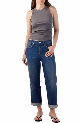 Neutral Loose Simple Fashion AMO Denim Valentina Relaxed Straight Jeans in Dreamboat