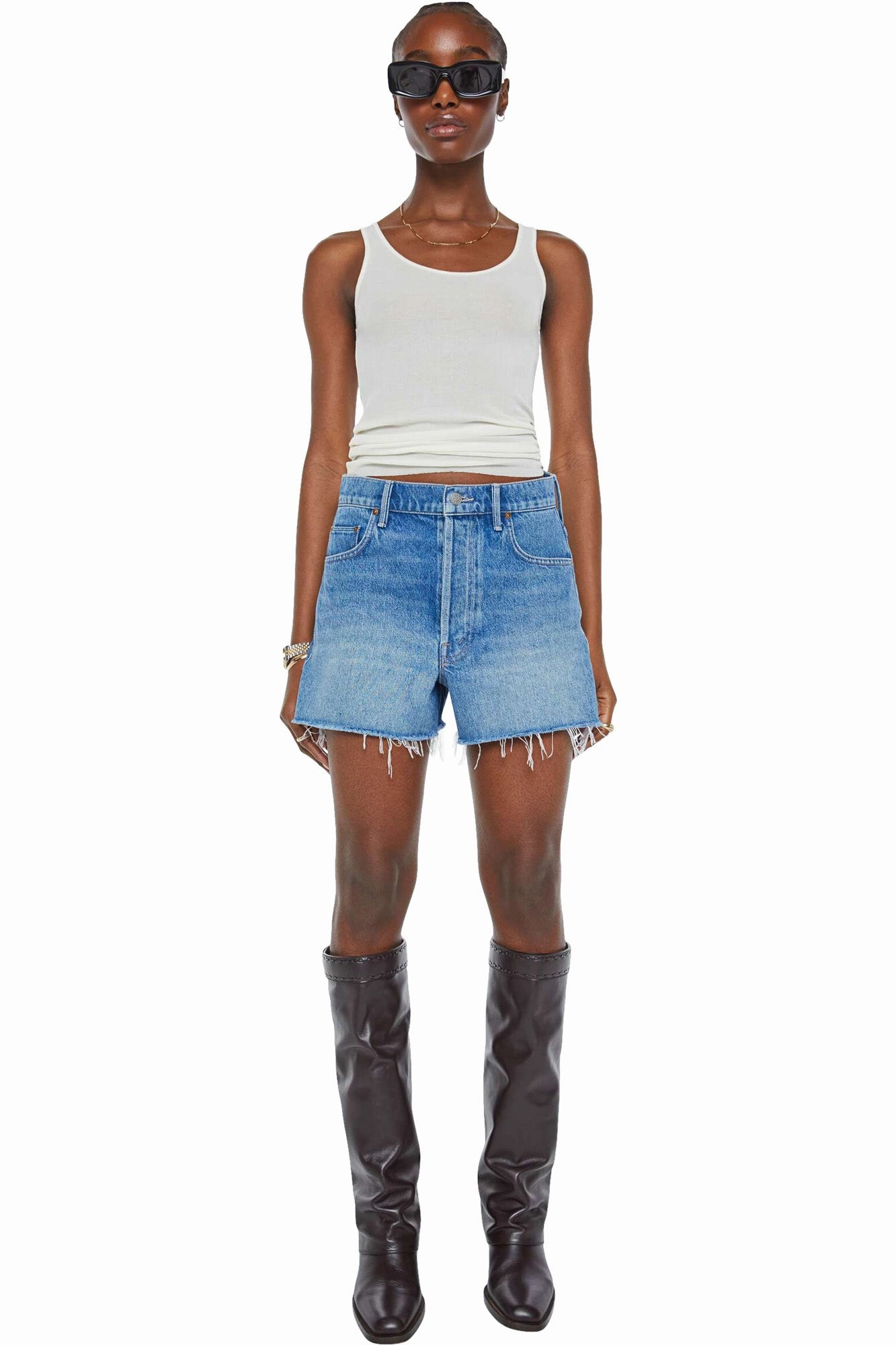 Daily Style Mother Denim Main Course Fray Shorts in Chew Toy