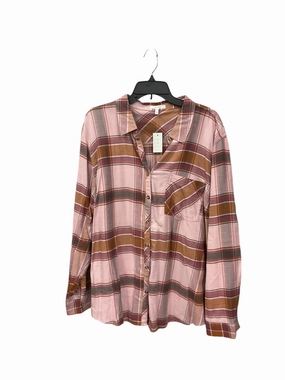 Flow Core Warm Sweater Blouse Long Sleeve By Maurices In Plaid Pattern, Size: 3x