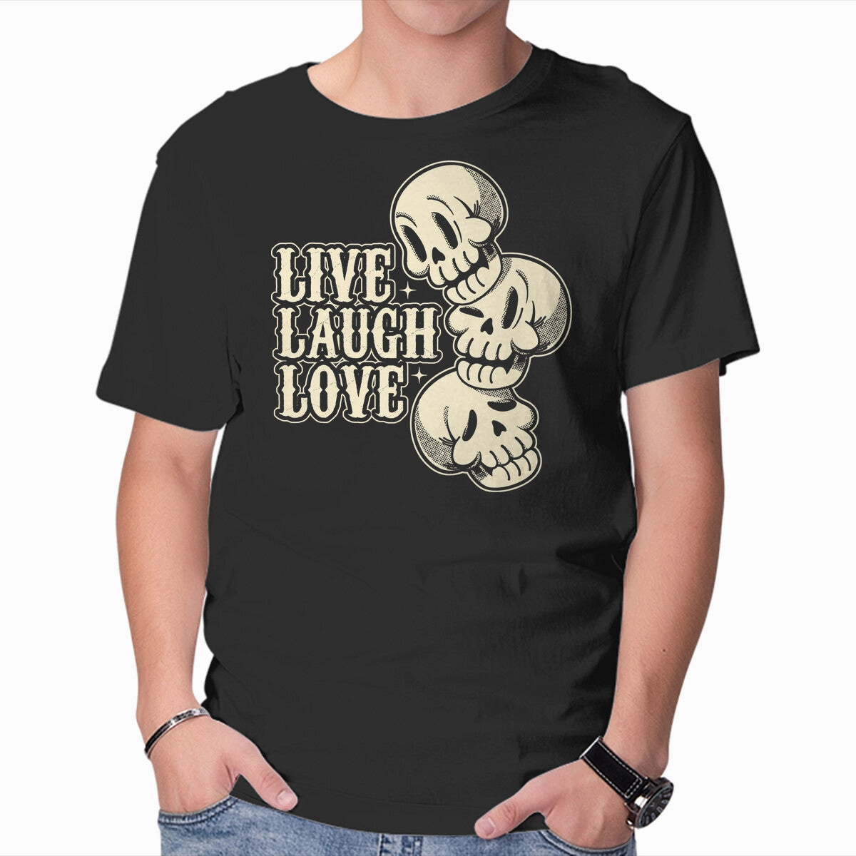 Comfortable Casual Live Laugh Love Skeleton