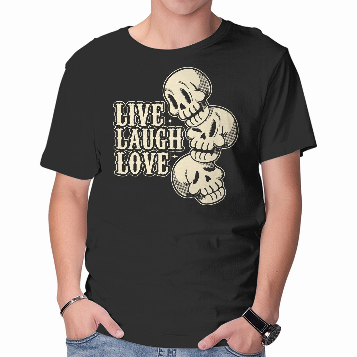 Performance Wear Outdoor Trend Look Live Laugh Love Skeleton