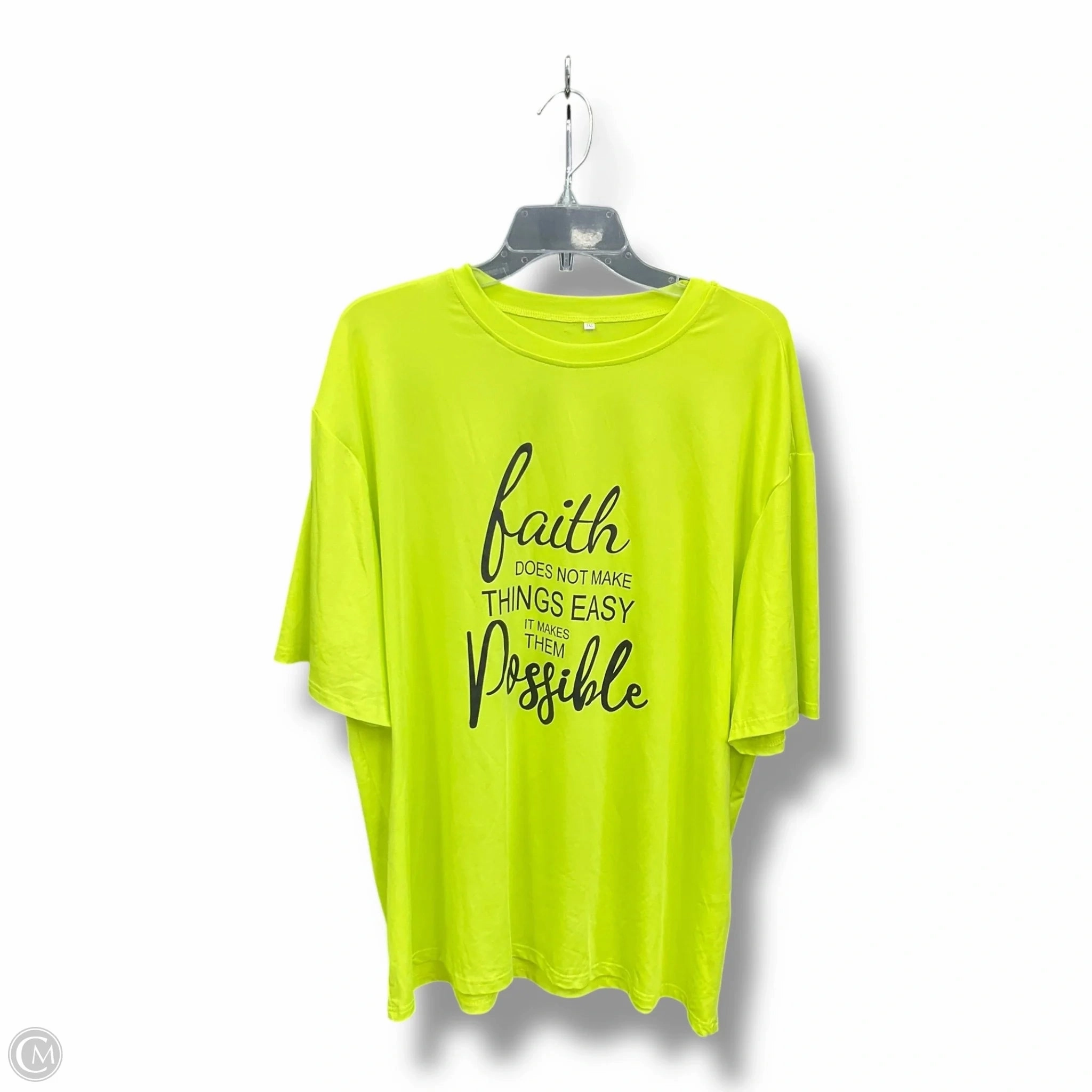 SplitHemDesign Top Short Sleeve Basic By Cme In Green, Size: 3x