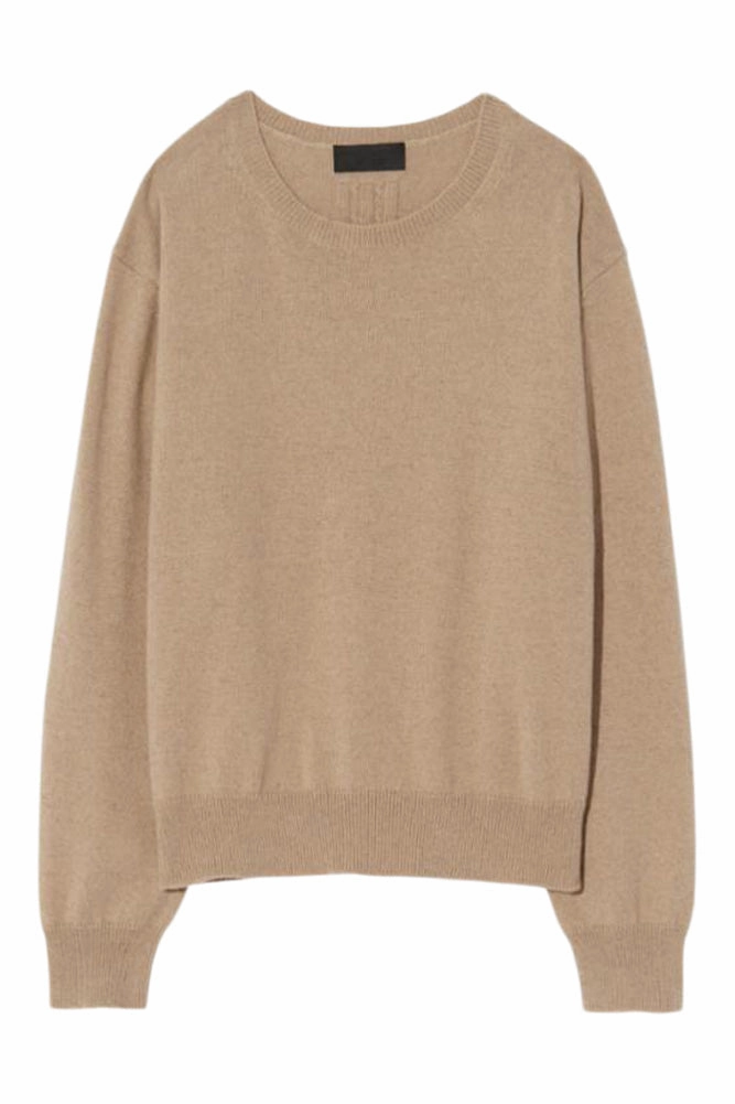 Drop Shoulder Minimalist Fit Nili Lotan Amari Sweater in Beige Melange