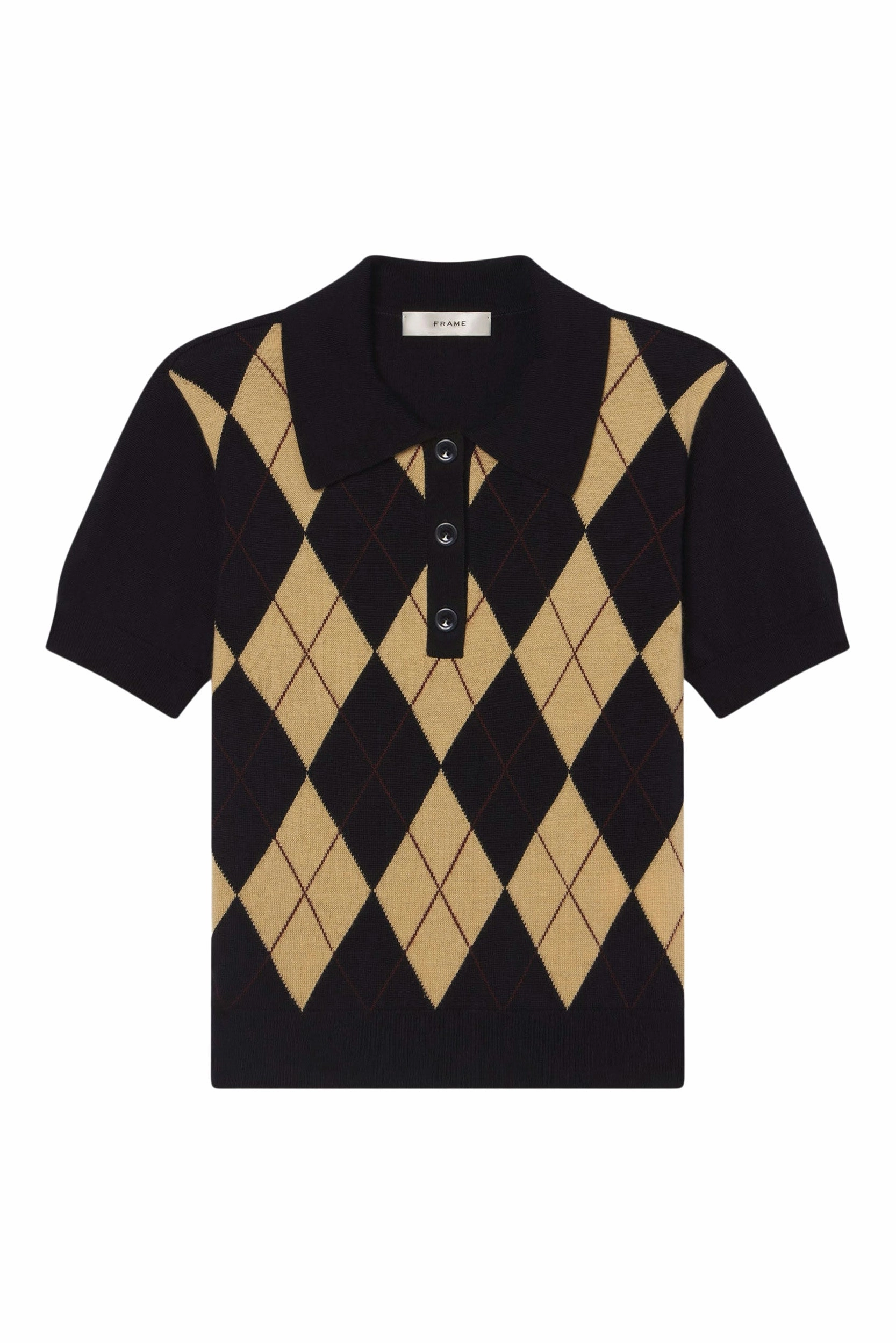 Functional Knit Frame Denim The Argyle Short Sleeve Poloin Navy Multi