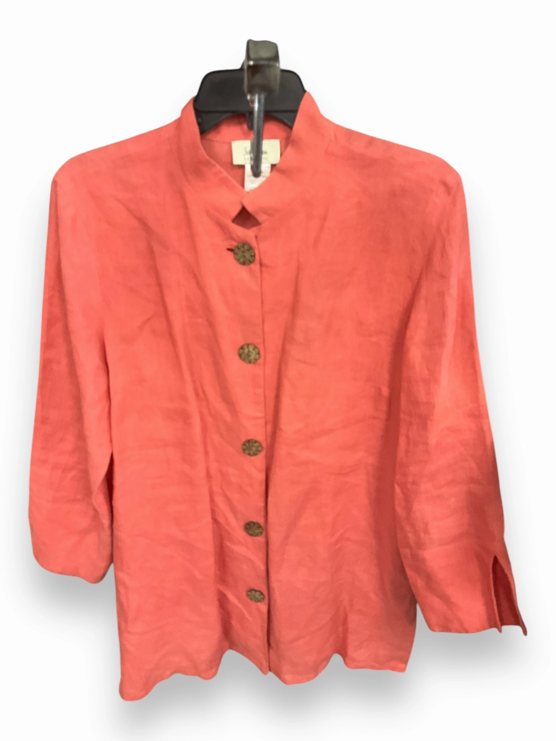 Blouse Long Sleeve By Neiman Marcus In Coral, Size: M ElasticFree Cuffs CompactWeave