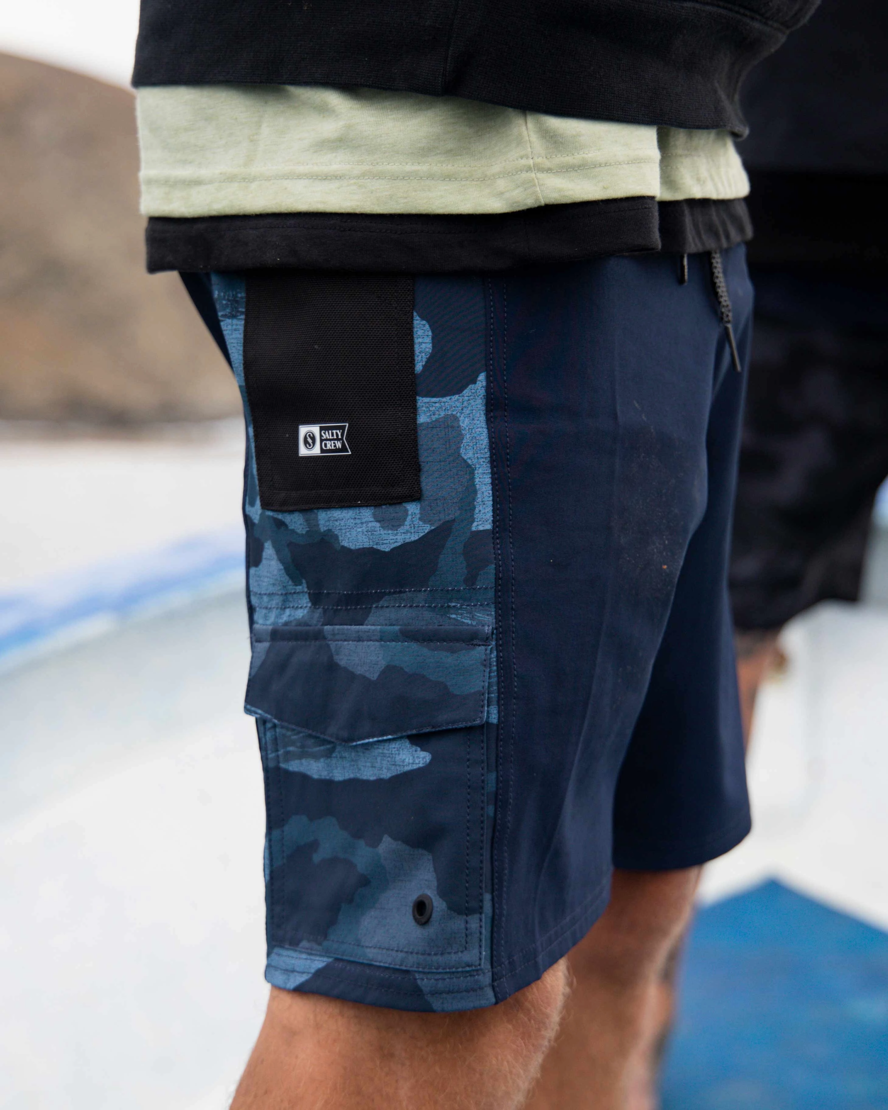 Stretch Wear Transom Utility Boardshort - Blue Camo