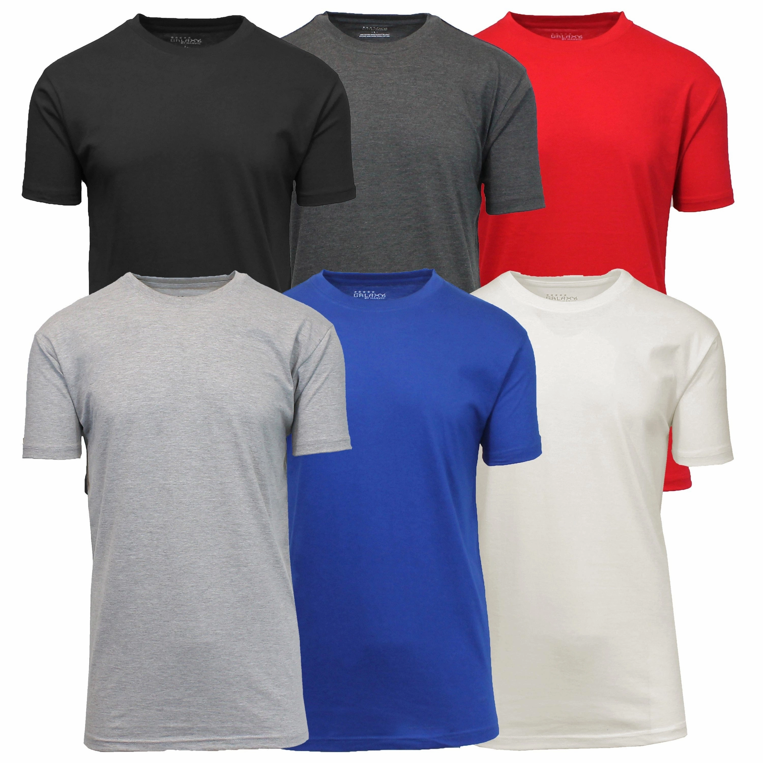 (6-Pack) Short Sleeve Crew-Neck Modern Fit Classic Tees (S-3XL) Casual Comfort Top UltraSoftBrushedInterior