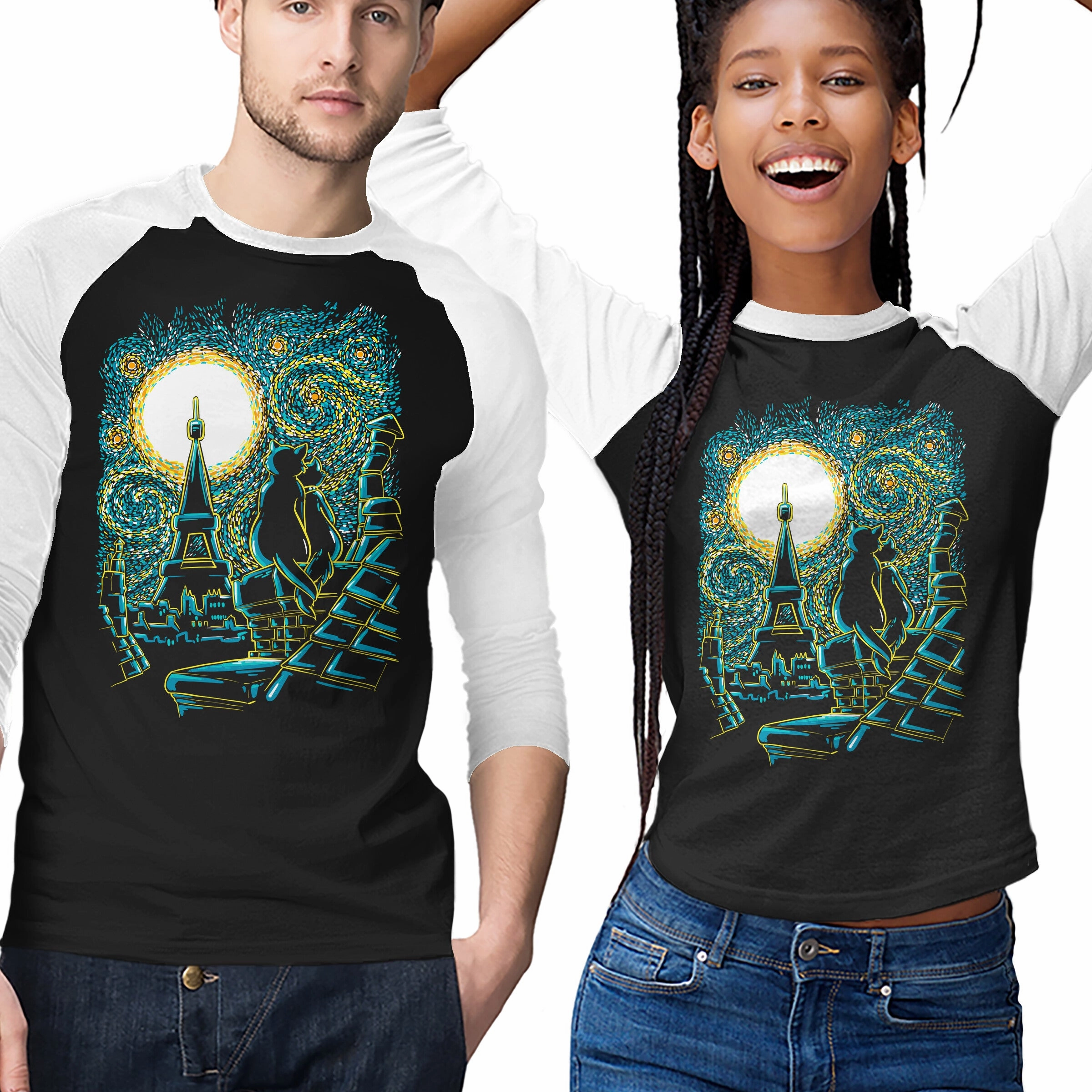 Starry Paris Cats Cozy Look Wear Casual Elegance