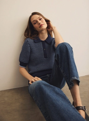 Elegant Comfort Michael Stars Marley Collared Popover in Nocturnal-Breeze