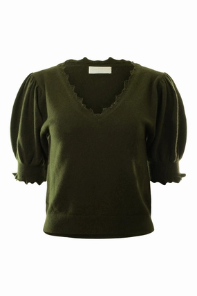 Light Stretch Temperature Regulating Fibers Ulla Johnson Polline Top in Hunter