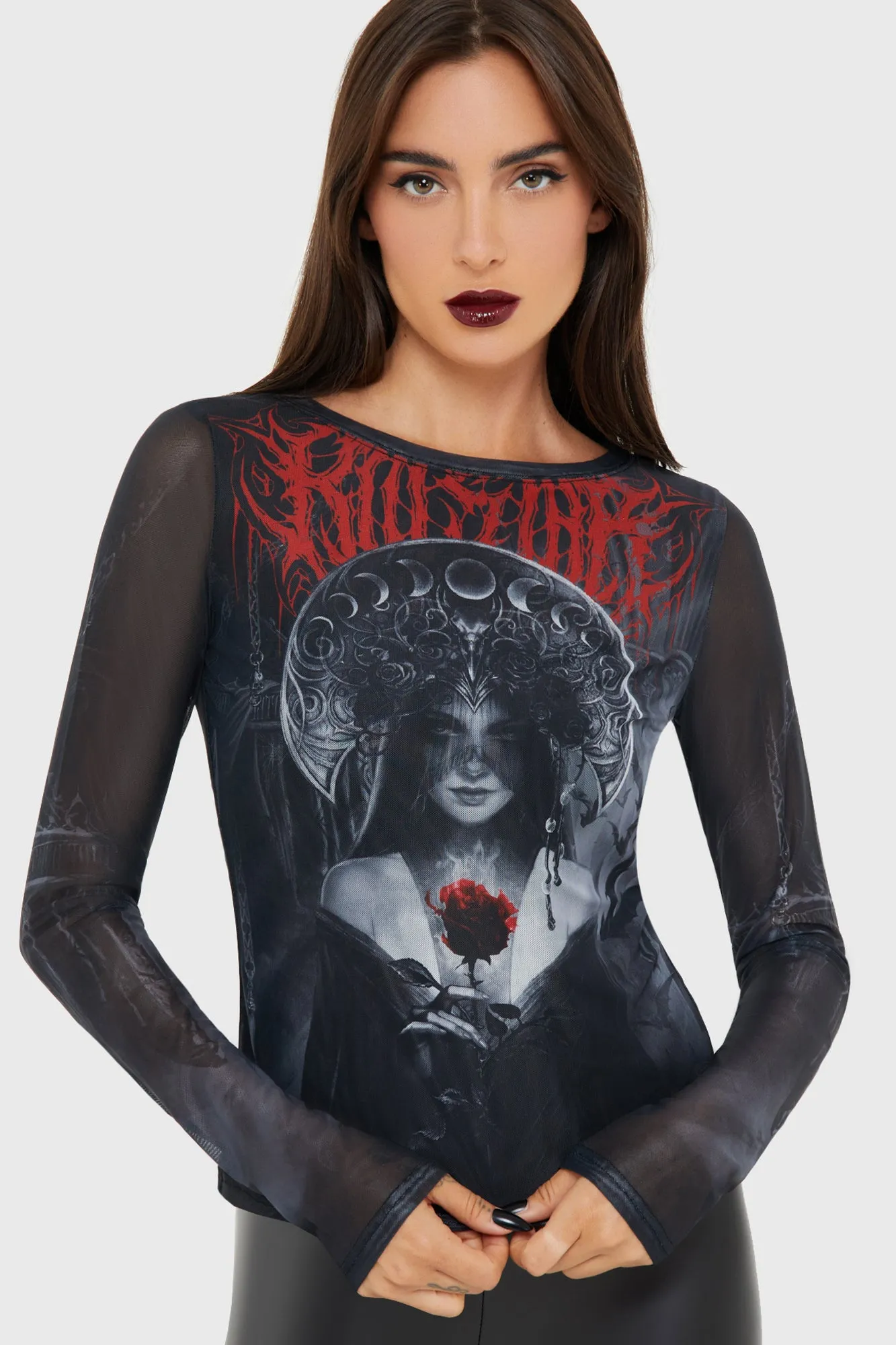 Grimalkins Glass Mesh Top Friction Resistant Shoulder Casual Sweater