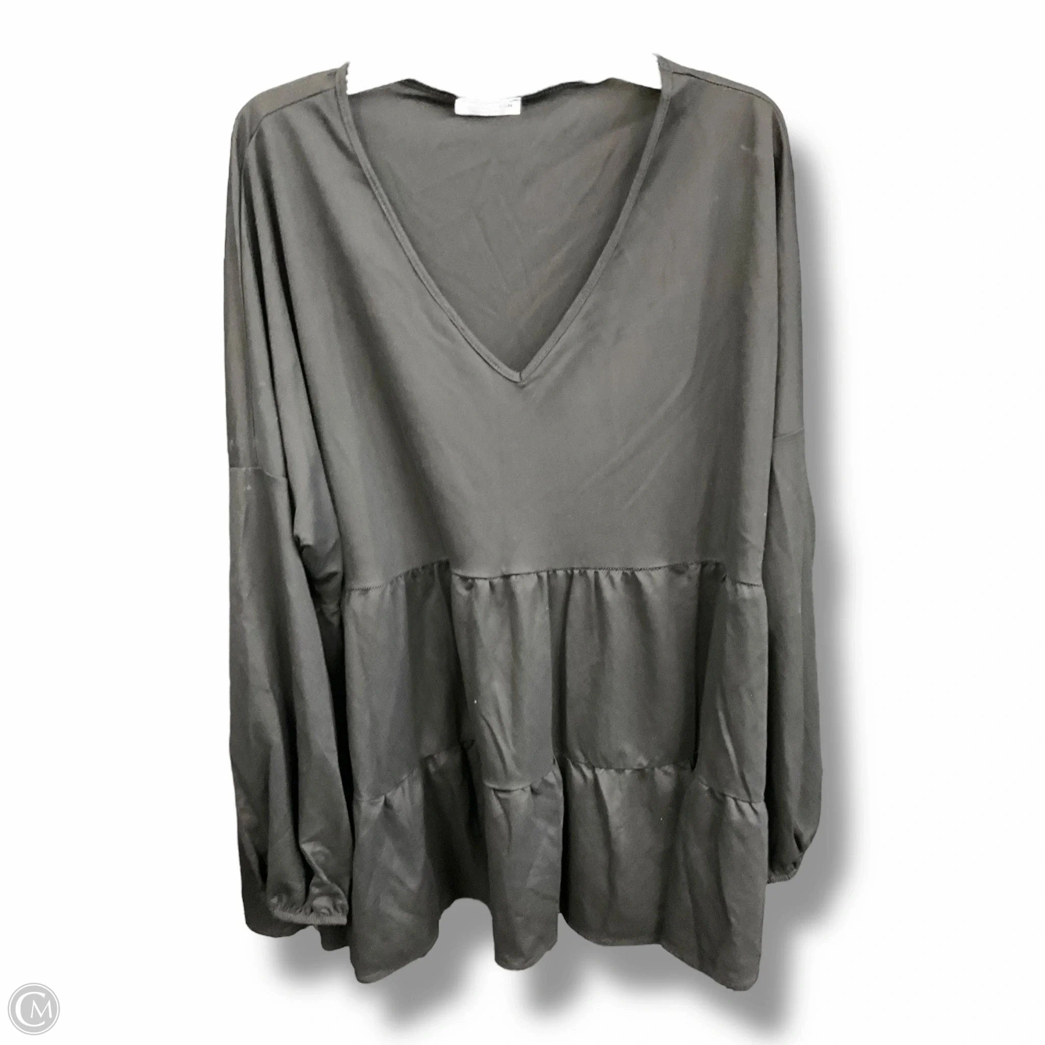 Top Long Sleeve Basic By Chicsoul In Black, Size: 3x Breezy Design