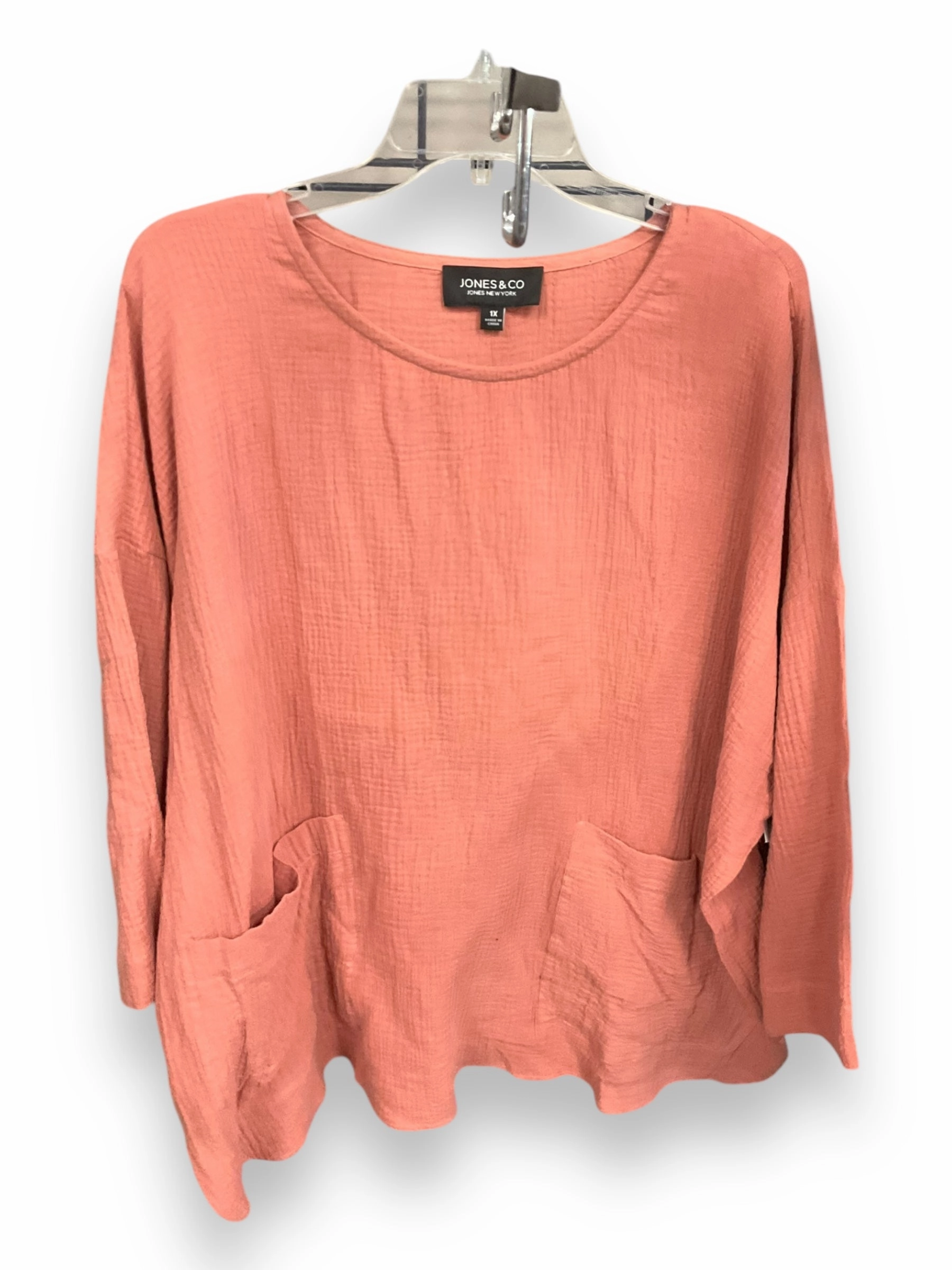 Blouse Long Sleeve By Jones And Co In Mauve, Size: 1x Warm Knit Silent Mood