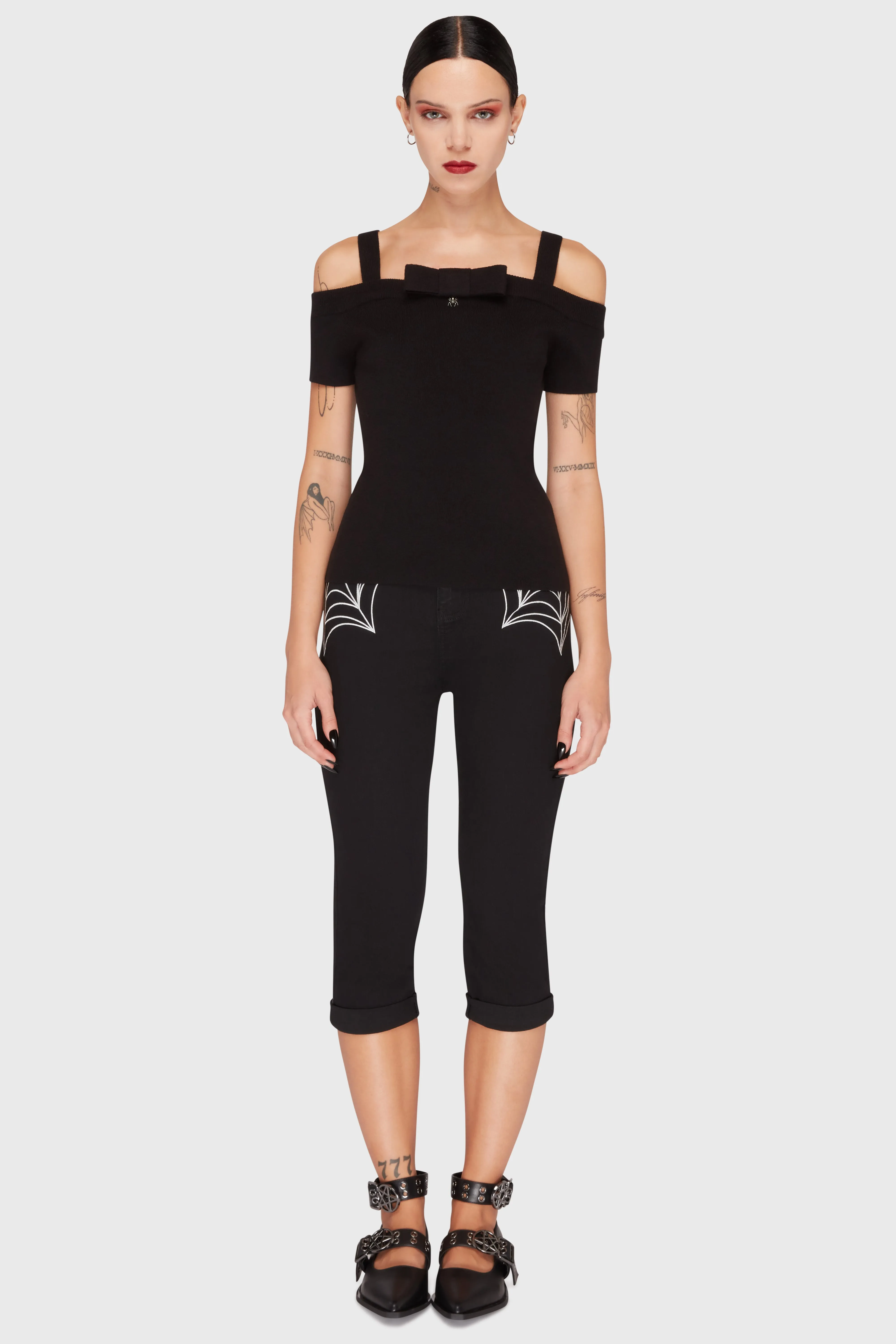 Subtle Texture Weave Graveyard Swing Bardot Top