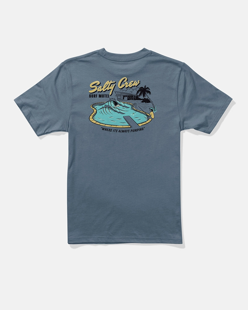 Natural Fiber Blend Pocket Reinforcement Surf Motel  Ss Tee Kids - Slate