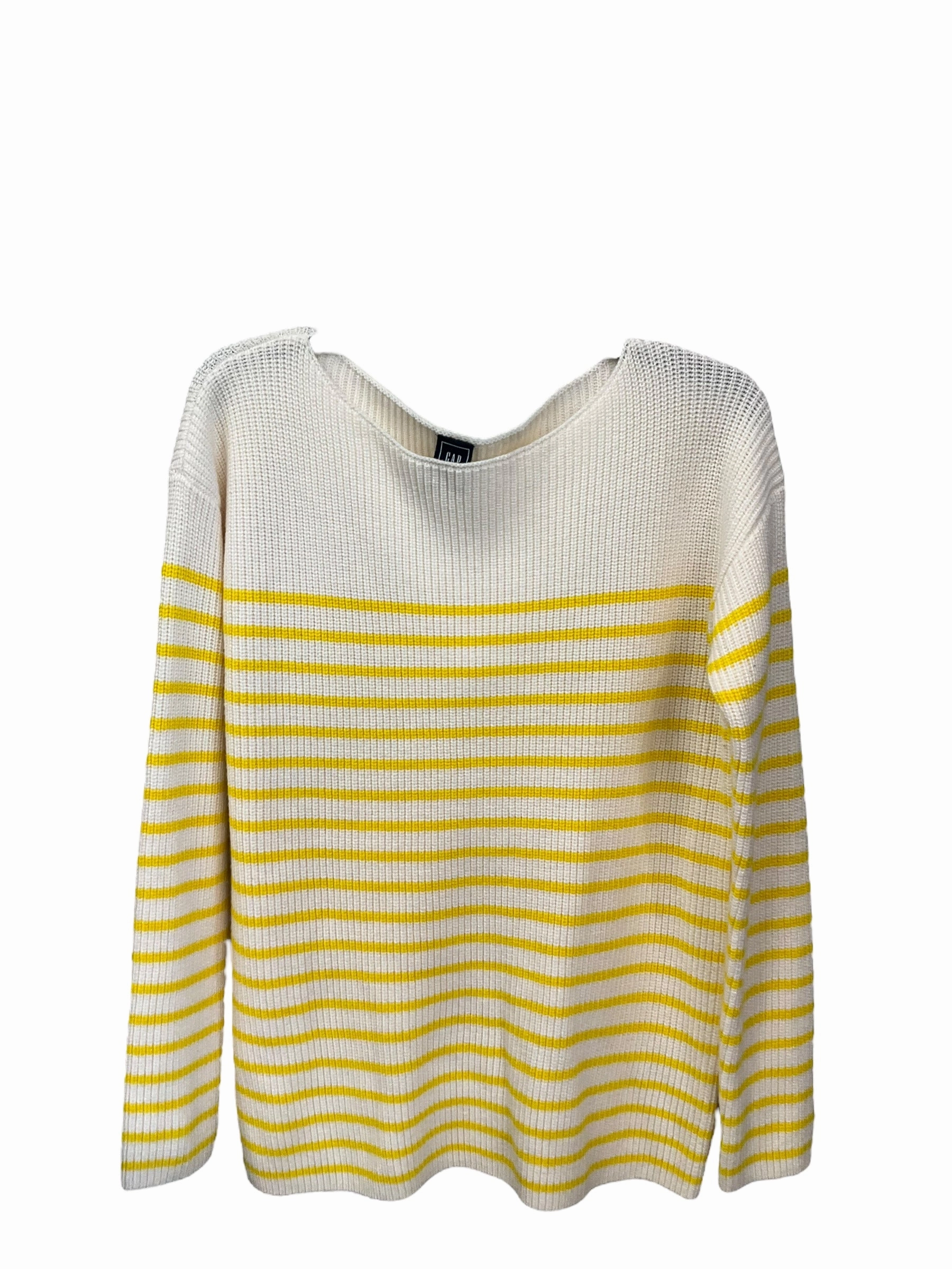 Sweater By Gap In White & Yellow, Size: L CrossBackStructure Formal Wear