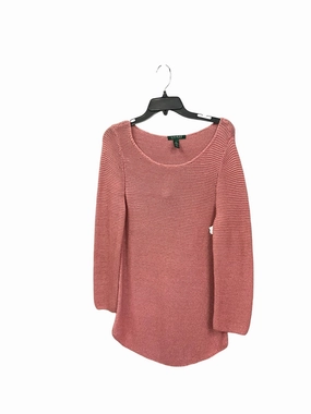 Sweater By Lauren By Ralph Lauren In Pink, Size: L AbrasionResistantFabric Organza Fit