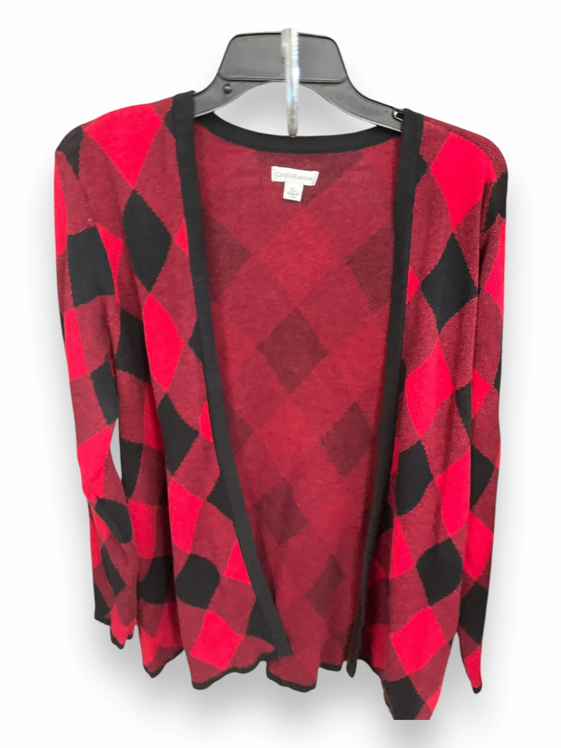 Match Fit UltraSoftFinish Sweater Cardigan By Croft And Barrow In Black & Red, Size: Xl