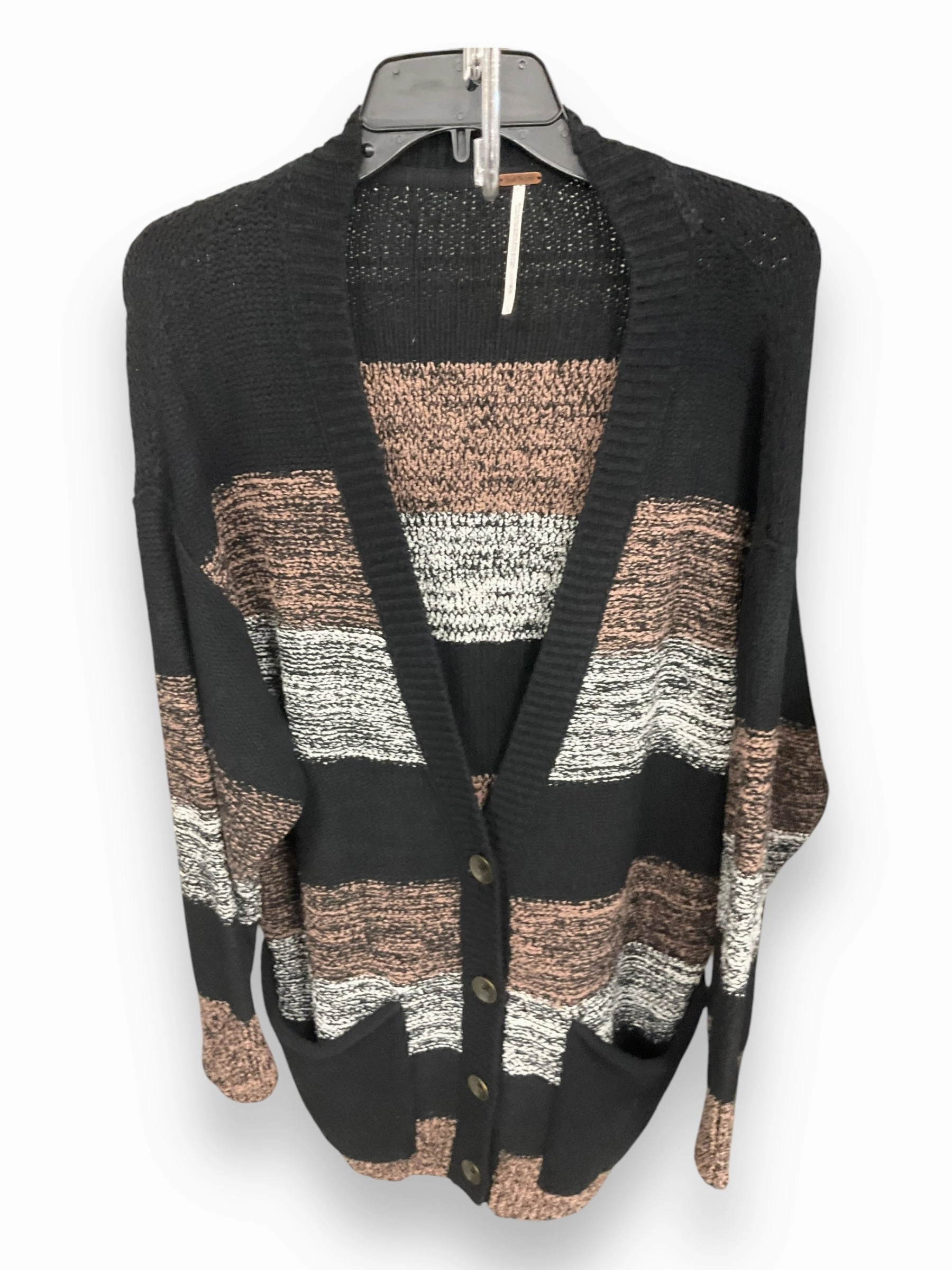 Rich Tone Active Apparel Sweater Cardigan By Free People In Black & Brown, Size: M